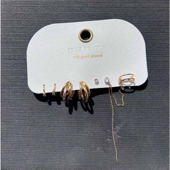 NWT 14k Gold Plated Dripping Earring Set by Free People - Picture 2 of 2